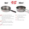 1100ml Titanium Fry Pan Ultralight Grill Frying Pan with Folding Handle for Outdoor Cooking Camping Hiking Backpacking