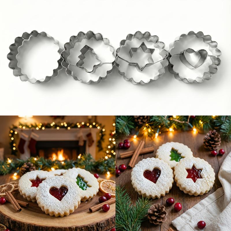 Set of 4 Stainless Steel Cookie Molds - Multi-Functional Baking Cutters with Soft Edge Protection for Christmas, Easter, and Holidays