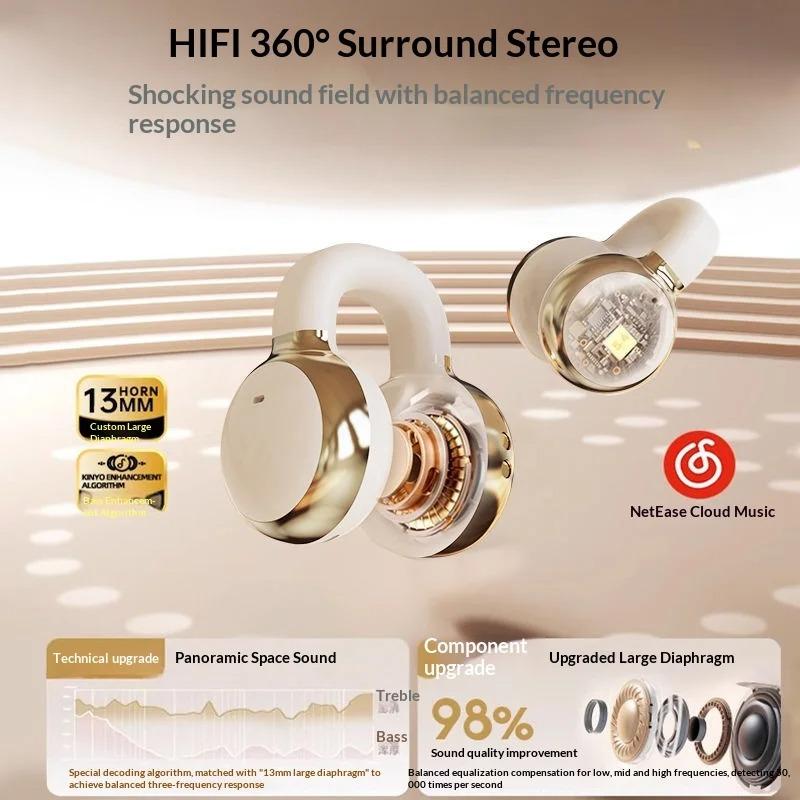 Xiaomi OWS Ear Clip Wireless Earbuds Upgraded Leakproof Sound 13mm Large Diaphragm Panoramic Audio Dolby Surround Sound for Music