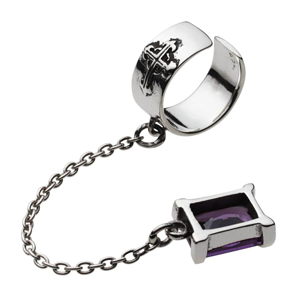 Swing Stone Ear Cuff with Purple Zirconia Silver E0226 [Cenote] [925 Accessory]