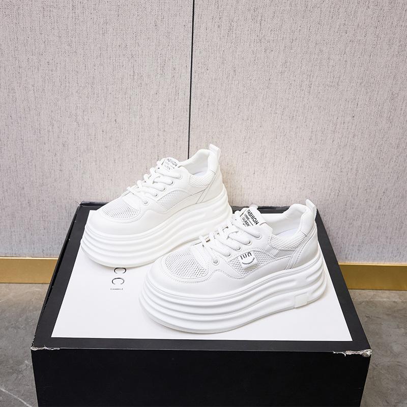 

Little white shoes women s shoes summer new inner height increase versatile casual muffin thick-soled mesh thin breathable board shoes 35 белый