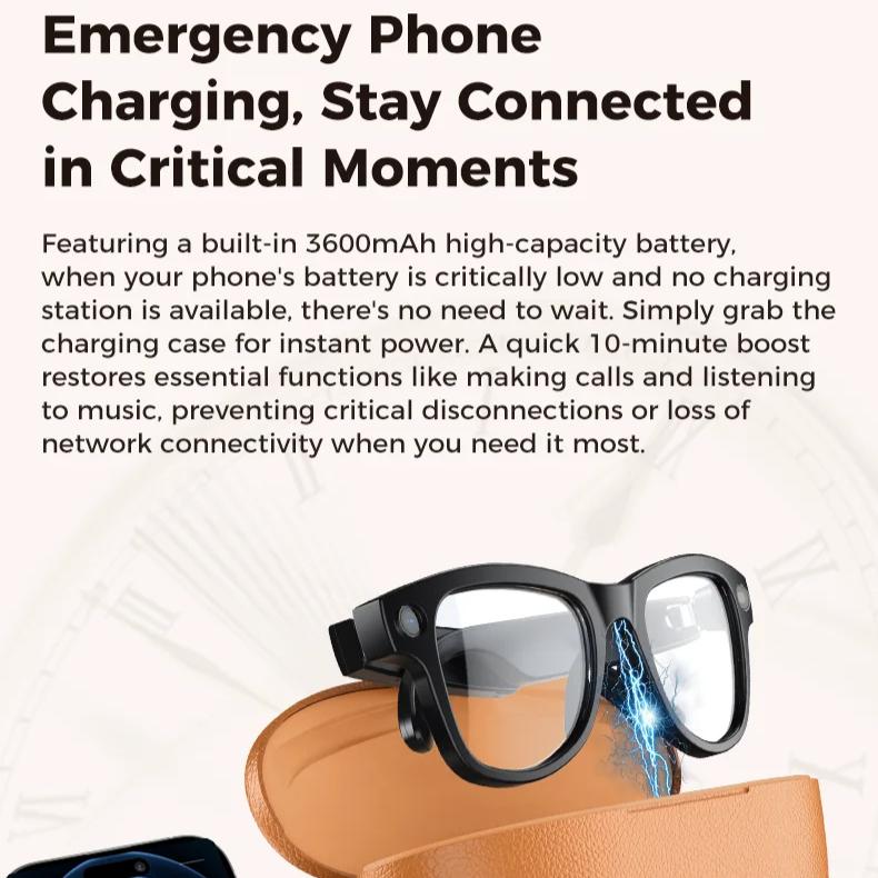 4K 800W HD Camera AI Smart Glasses Men Record Video 3790mAh Battery Languages Translation 3D Music Player Glasses With Camera