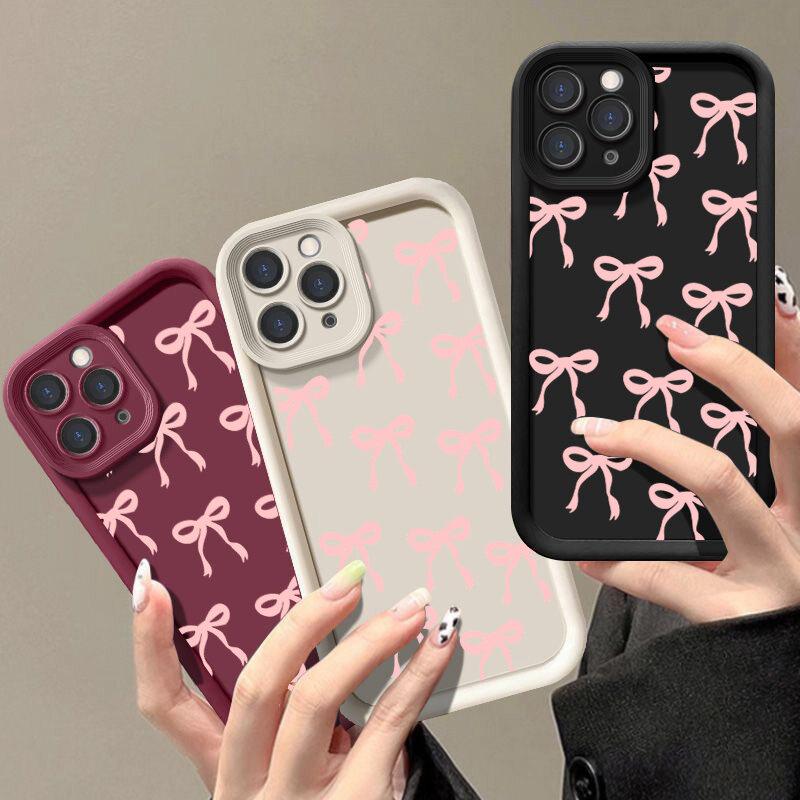 INS Pink Bow Flower Phone Case for Samsung Galaxy M34 M31 M51 M30S M23 M20 M11 M15 J4 J6 Plus J8 A02 S21 FE S20 Ultra Plus Cover