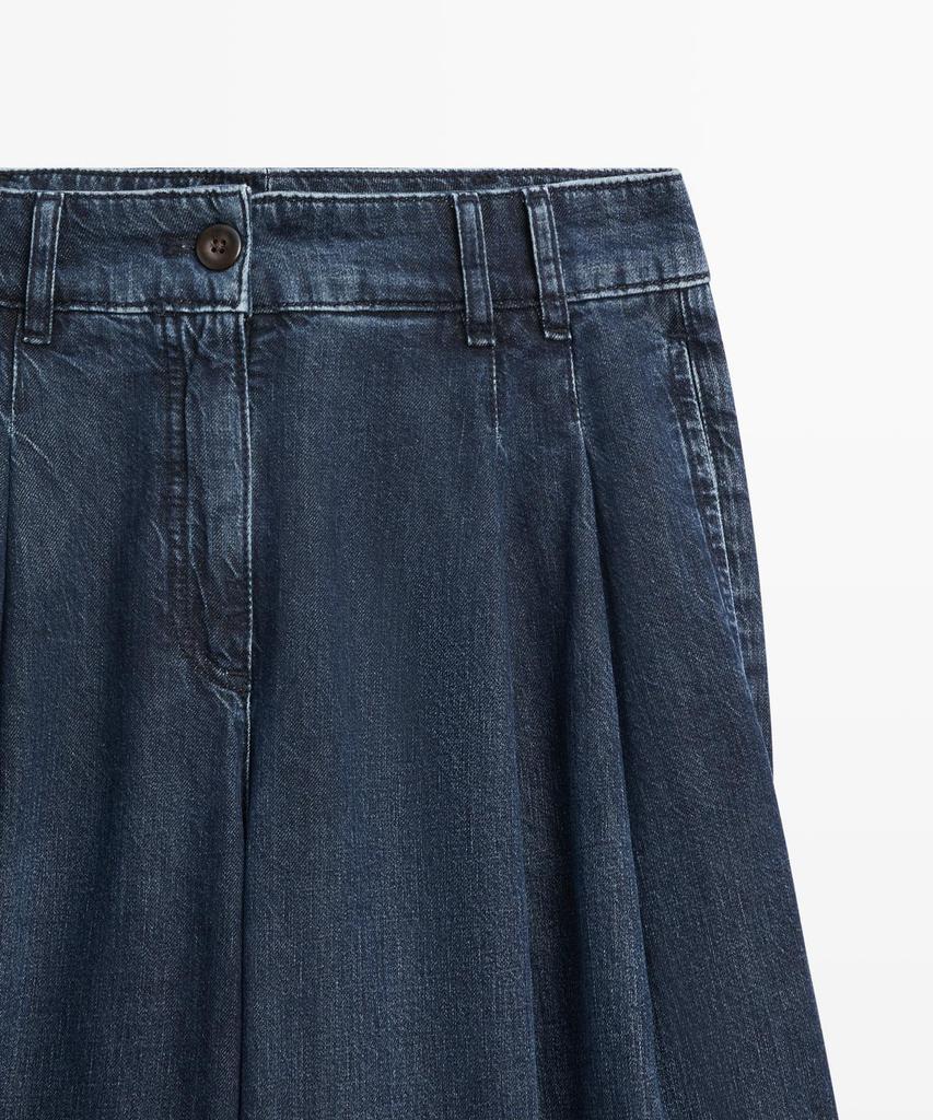 Masimodutti Pintuck Detail High-Rise Wide-Leg Jeans