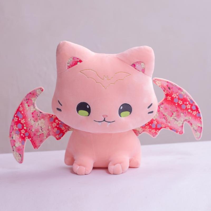 1440Cm Sakura Bat Wings Cat Plush Toy Japanese Style Cartoon Big Eyes Cute Kitten Stuffed Dolls Sweet Gift For Girl