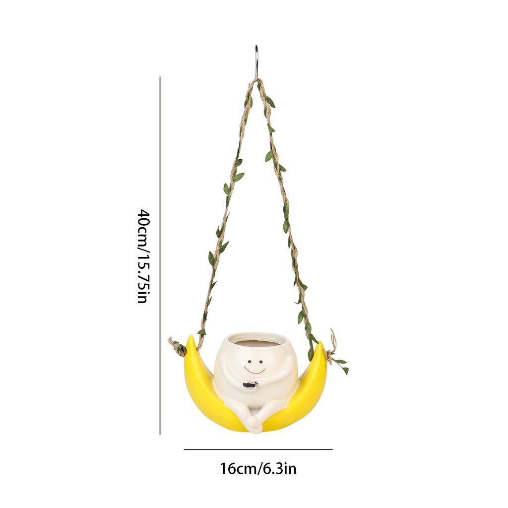 Cute Succulent Crescent Flower Pots Micro Landscape Hanging Garden Patio Outdoor Garden Decoration Crafts Hanging Swing Models