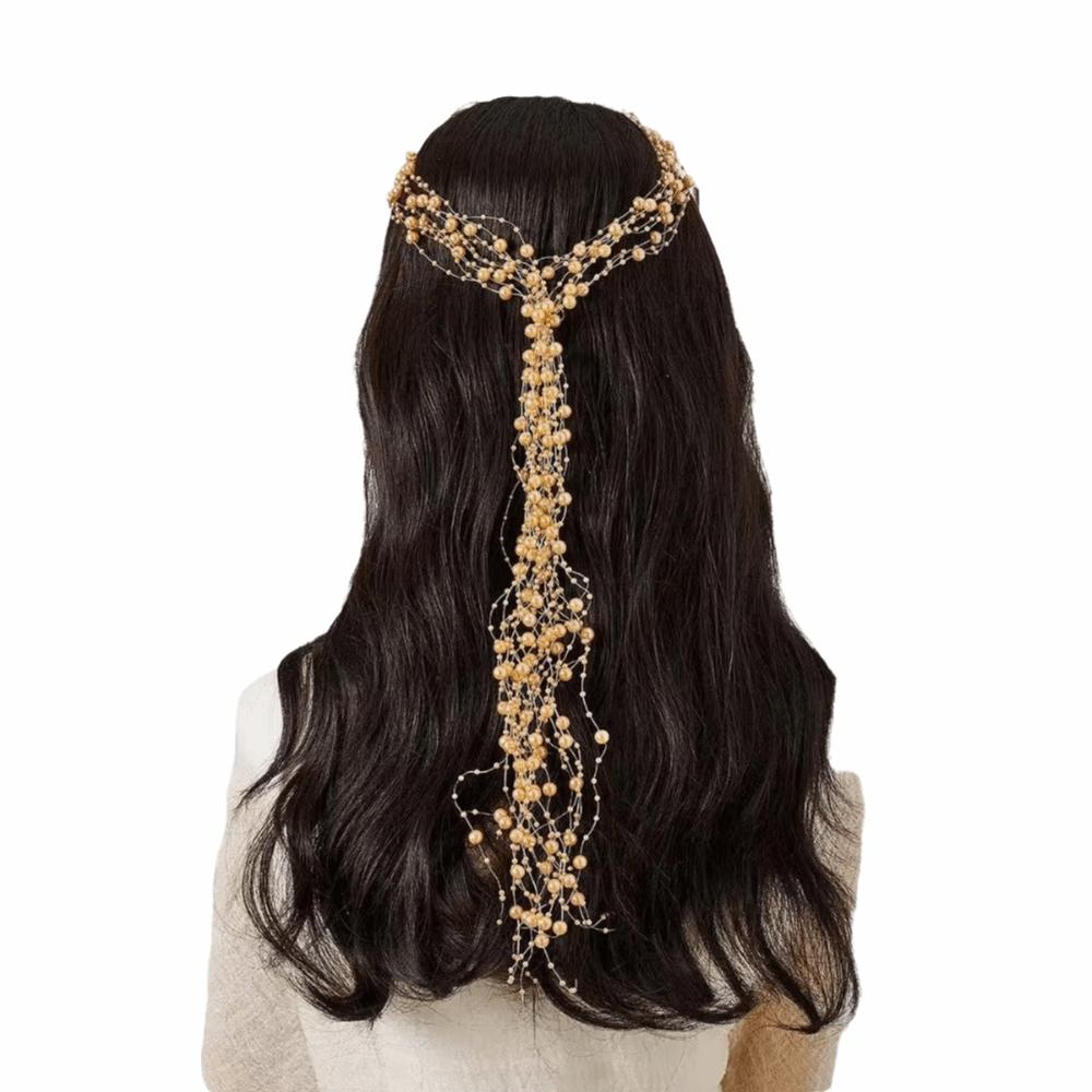 Multi-Layer Bridal Pearl Headband Handmade Women Daily Hair Wear Crystal Pearl Hair Vine Wedding