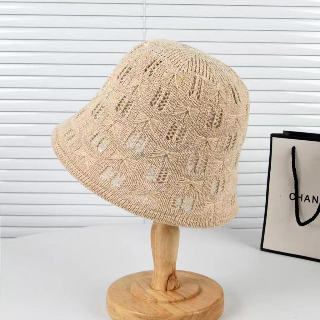 1pc Women's Summer Striped Colorful Openwork Fisherman Hat,Knitted Bowl,Breathable Thin Foldable Sun Bucket Hat for Tralve,party