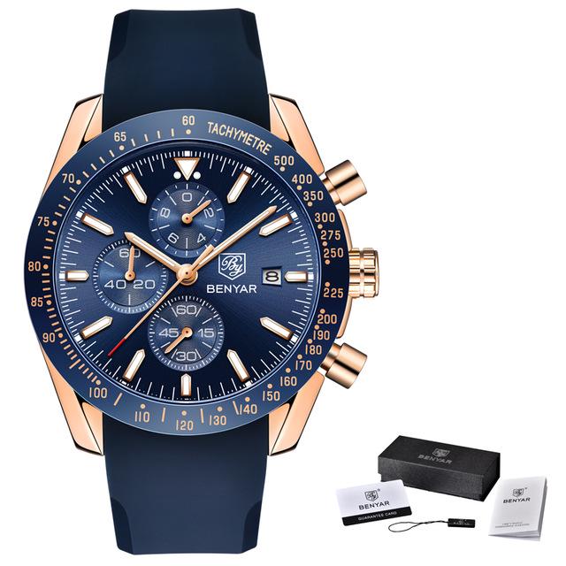 BENYAR montres hommes bracelet en Silicone étanche Sport Quartz chronographe montres militaires pour hommes