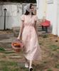 Leusyua Bow Shirred Puff Dress - Coral