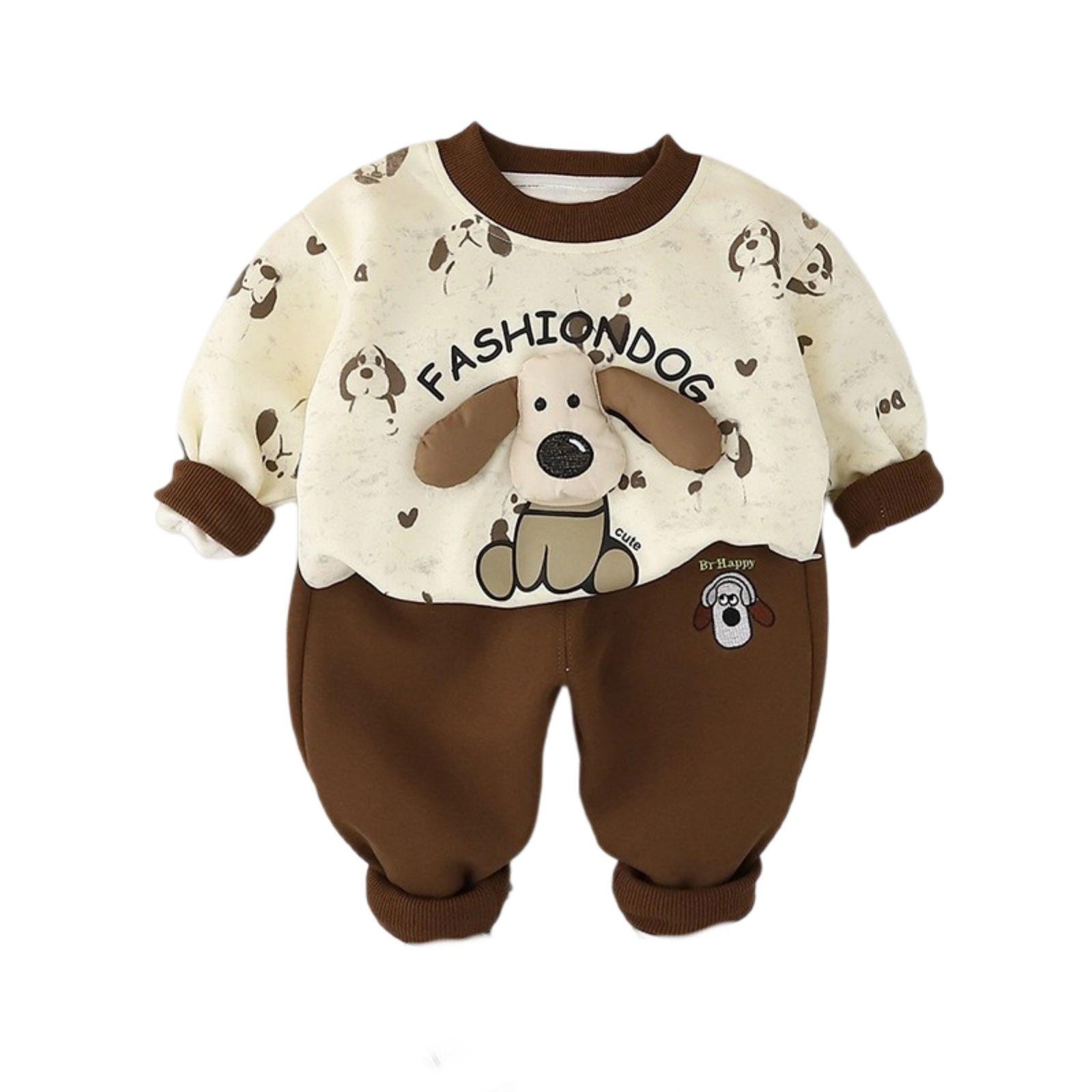 

Детский повседневный комплект с длинным рукавом, удобные наряды для повседневной носки 110 кофейный