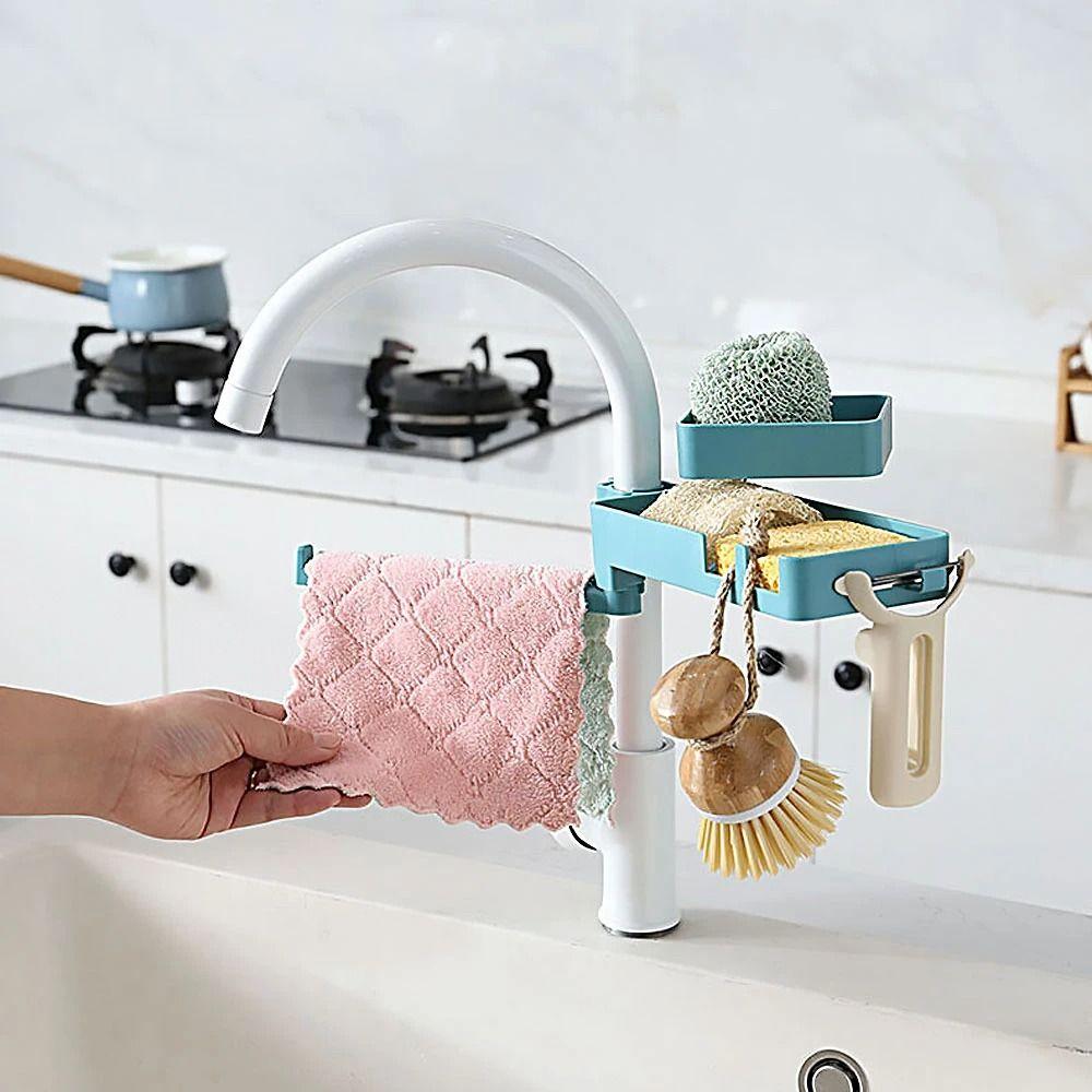 

Двойной напольный кран с поворотной полкой, без перфорации, держатель для губки, кухонные принадлежности