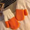 Gloves Big Goose Woolen Gloves with Fingers Women's Winter Warm Plush Thick Anti Cold Gloves Cute Couple