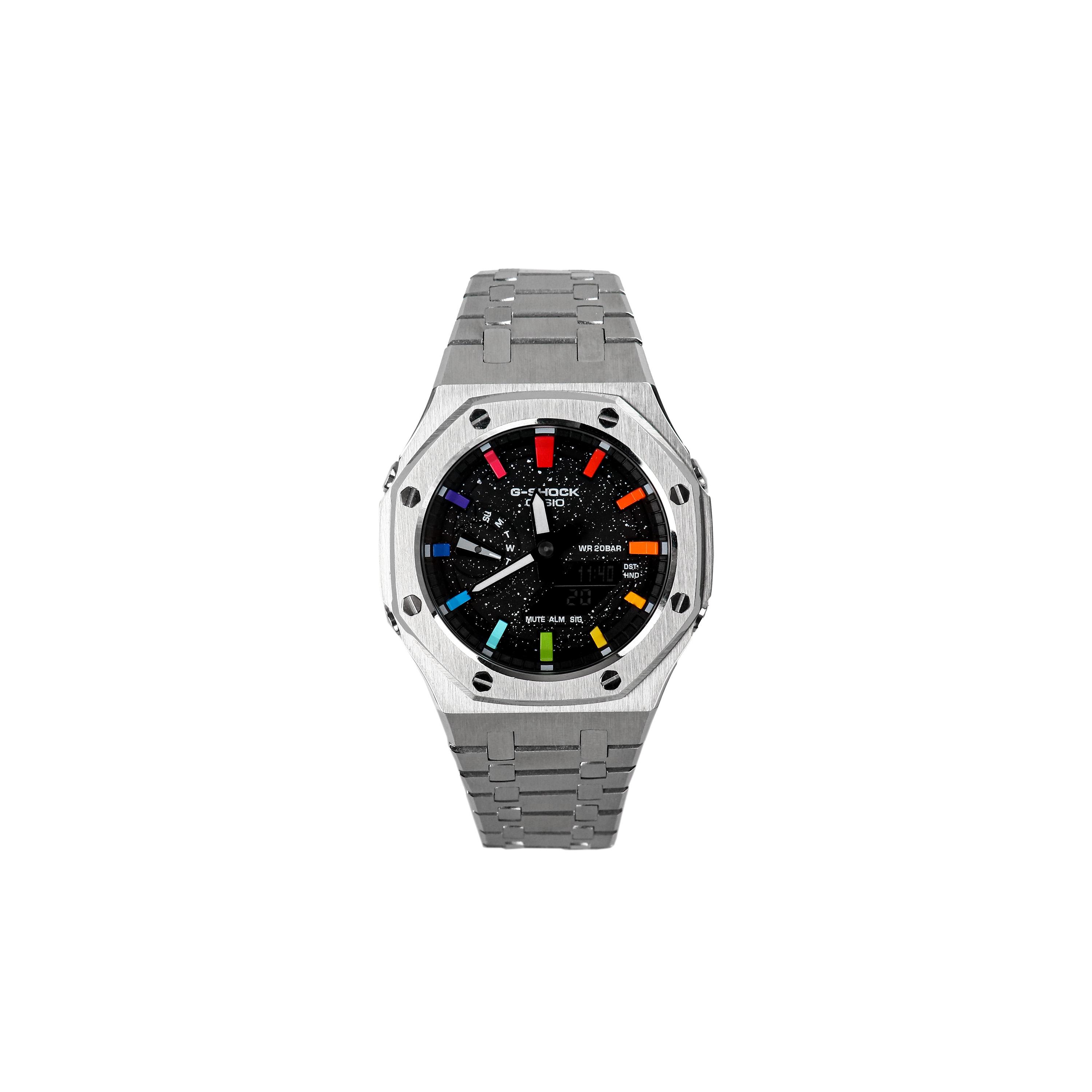 

CASIO Custom Collection GA2100 Quartz Movement Stainless Steel Strap Watch Unisex Black Dial GA-2100SKE-7A(Watch1--)