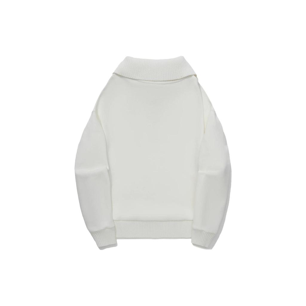 Li Ning Pattern Printed Loose Pullover Sweatshirt Women sweatshirt Off-White AWDT698-5