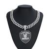 European American Hip Hop Team Full Rhinestone Gesture Shield Pendant, High-end Hiphop Trendsetter Rap Crew Necklace