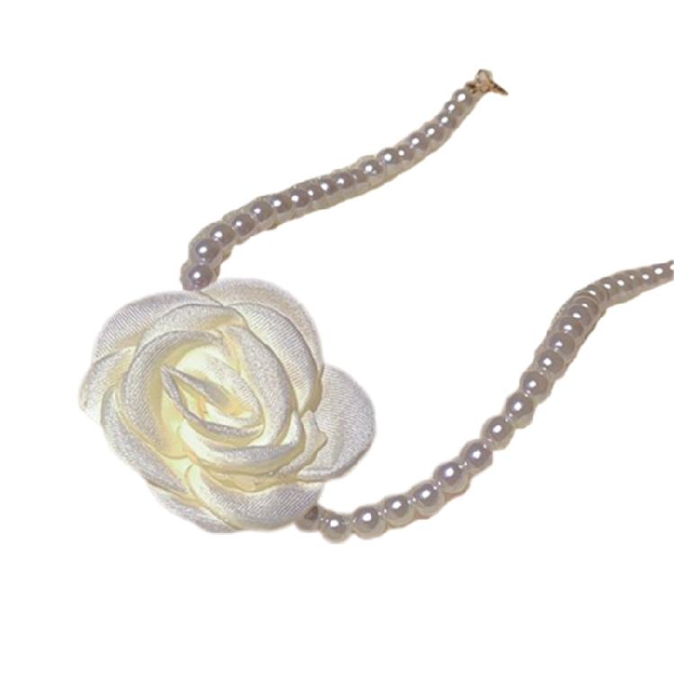 Pendant Necklaces Artificial Pearl Flower Choker Women Girls Chain Necklaces