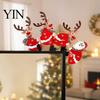 Wooden Holiday Door Corner Sign Christmas Frame Decor, Santa Reindeer Topper Indoor Art Ornament, Creative Table EdgeDecoration for Home Shop