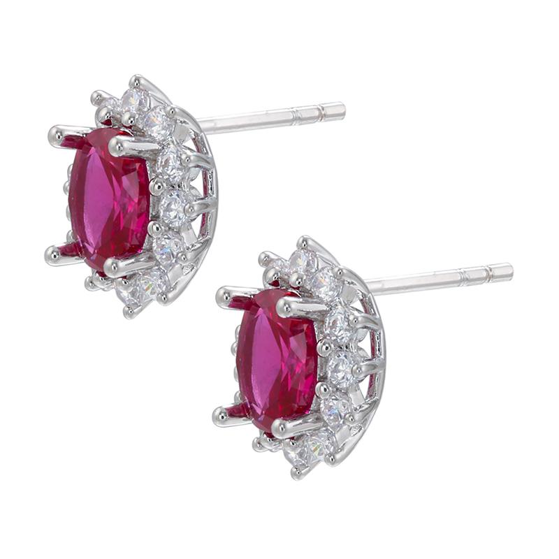 ZHUKOU oval stud earrings for women Multicolor Cubic Zirconia Piercing earrings fashion romantic stud earrings VE734