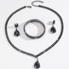 4PC Women's Fashion Water Drop Necklace Earrings Bracelet Zircon Set Suitable for Wedding, Party, Festival Gifts-8427