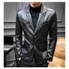 Spring New Thin Men's Leather Jacket, Korean Style Trendy Slim Leather Suit PU Leather Jacket Suit Men's Jacket