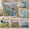 Famous Classic Oil Painting Art CClaude Monet Cushion Cover Pillowcase Antidustmite Invisible Zipper Short Plush Sofa Cushion