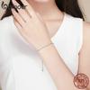 Bamoer 925 Sterling Silver Simple Geometric Crystal Cz Link Chain Bracelets &Bangles For Women Authentic Silver Jewelry Scb103