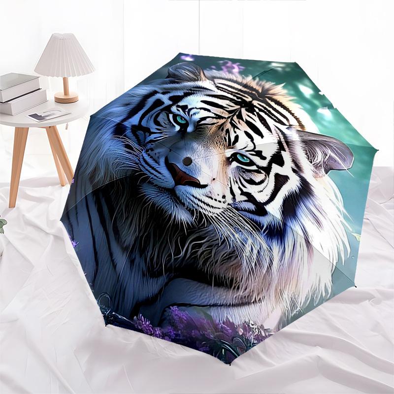 Tiger Fantasy- Automatic Umbrella, Four Seasons Portable Folding Umbrella, Suitable for Men and Women, Travel, Daily Compact Umbrella, Outdo