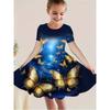 Mädchen 3D-Druckkleider Kinder Mädchen Party Kurzarm Prinzessinnenkleid Tanktop 3D Schmetterlingsdruckkleid