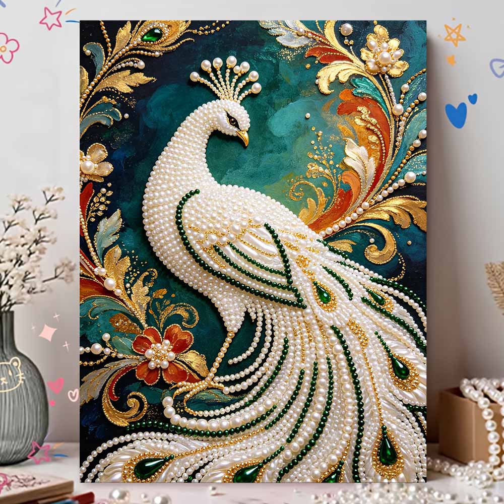 Shiny Pearl Elegant Peacock DIY Painting Creative Bead Art Craft Household Wall Decoration Nice Present For Art Hobbyists Home Decor Wall Art