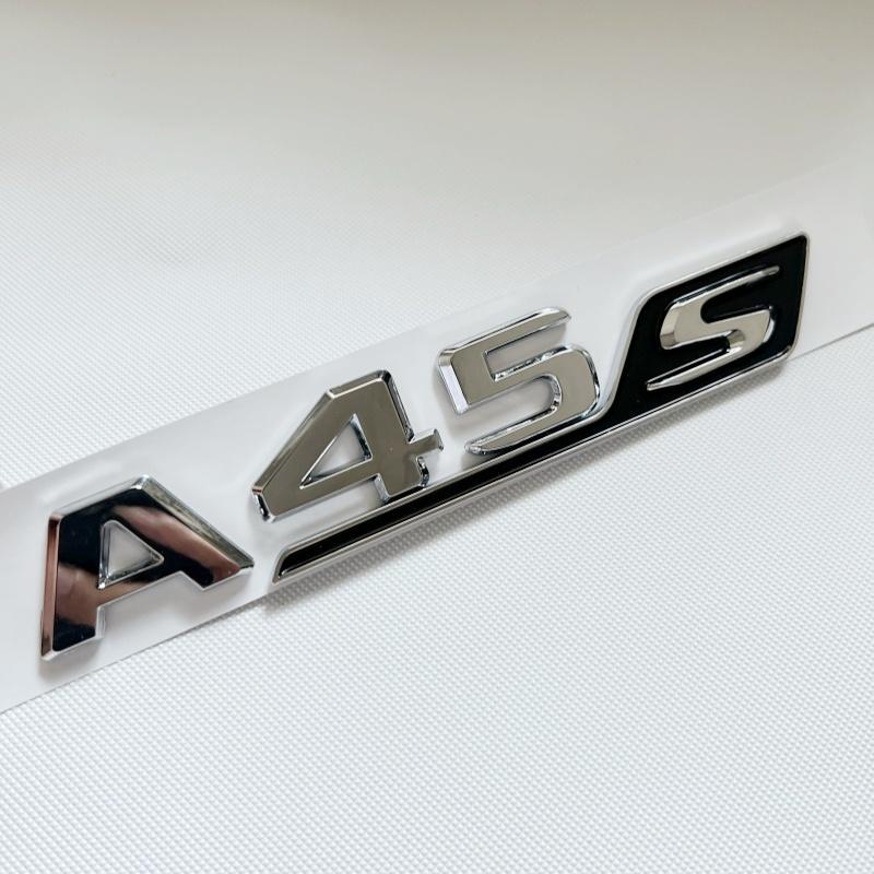 CUFNM1 3D ABS Chrome Black Red Letters Car Trunk Badge Sticker For Mercedes Benz A45 AMG W177 W176 A45S Emblem Logo Auto Accessories