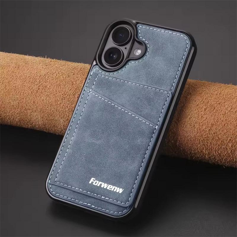 Business Flip Leather Case for iPhone 17 Air 16E 16 15 14 13 12 11 Pro Max Plus Mini Built-in Magnetic Wallet Card Phone Cover