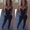 Damen Elegant Clubwear V-Ausschnitt Playsuit Bodycon Jumpsuit Perfekt Für Partys