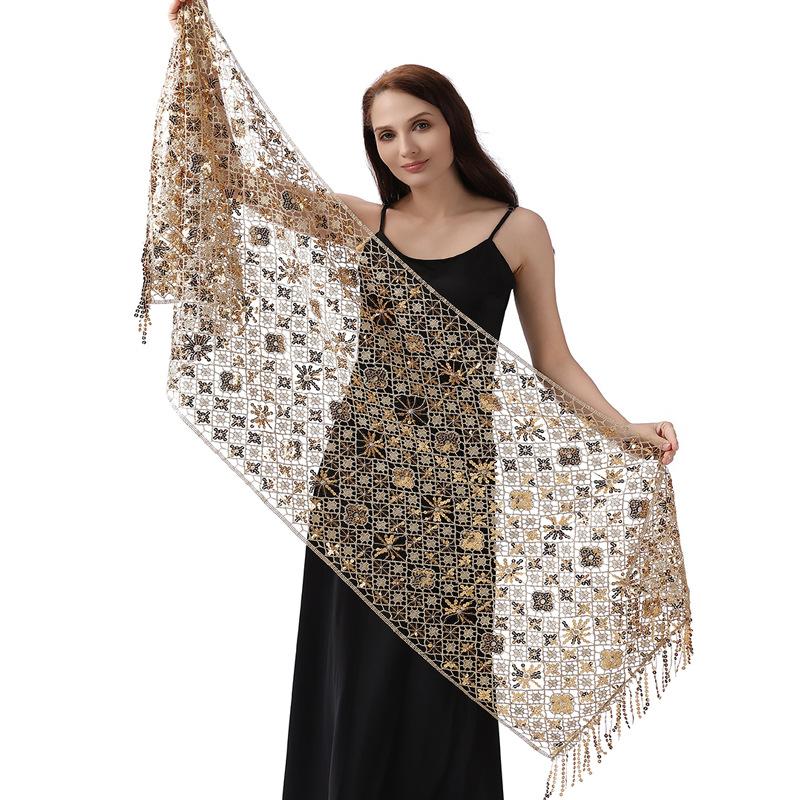 

50*180см з бахромою Жіночий блискучий шарф з мереживом з паєток, Шаль-накидка для вечірньої сукні Сітчасті шалі-накидки для вечірки 50*180cm зелений