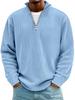Men's Corduroy Long Sleeve Polo Shirt with Stand Collar & Zipper, Casual Fall Winter Pullover Sweatshirt