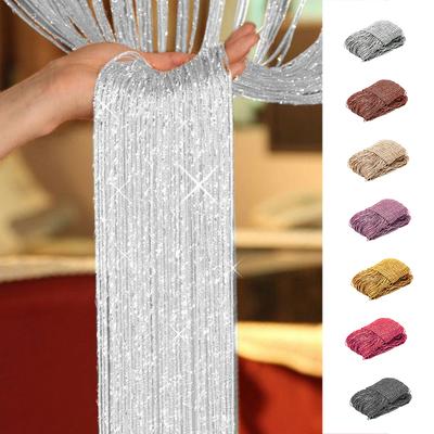 200x100 CM Thread Curtains Solid Stripe Classic Line Tassel Curtain Window Blind Valance Living Room Divider Door Decorative