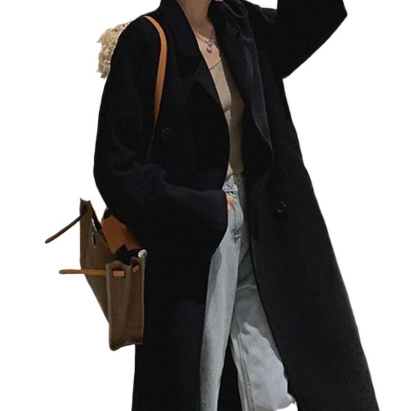 

Розовое двустороннее шерстяное пальто Осень и Зима Новое Корейский стиль Свободное Шерстяное пальто средней длины для женщин XL