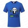 Funny Panda Gym Print T-Shirt Unisex Tees for Men Women O-neck Casual Short Sleeved Weightlifting Installing Muscles Basic Tops