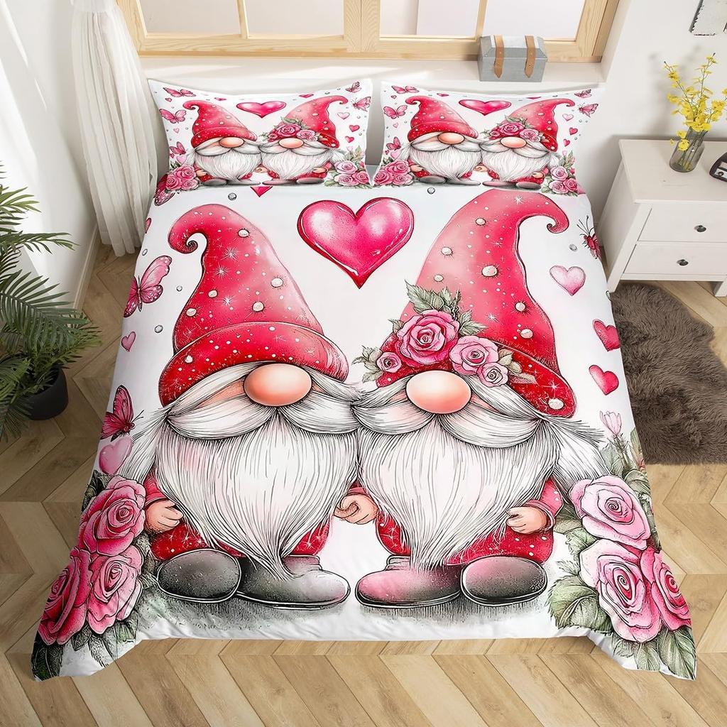 Red Roses Soft Duvet Cover Twin Quen Hapy Valentine's Day Beding Set Romantic Flowers Warm Comforter Cover Lovely Love Heart Comfortable Quilt Cover