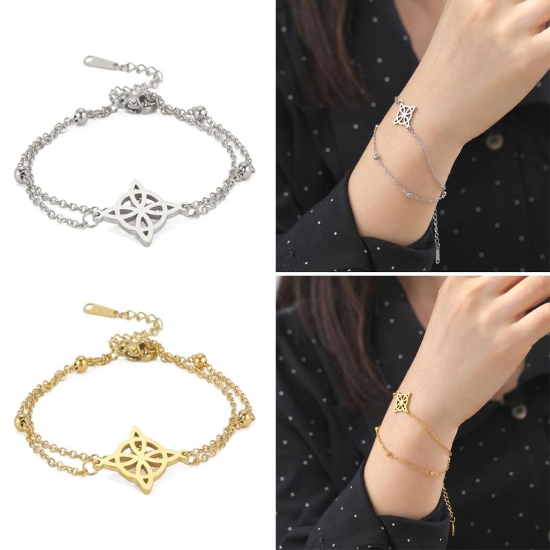 Geometric Witch Celtics Knot Charm Bracelet Women Female Stainless Steel Witchcraft Chain Love Bangles Jewelry