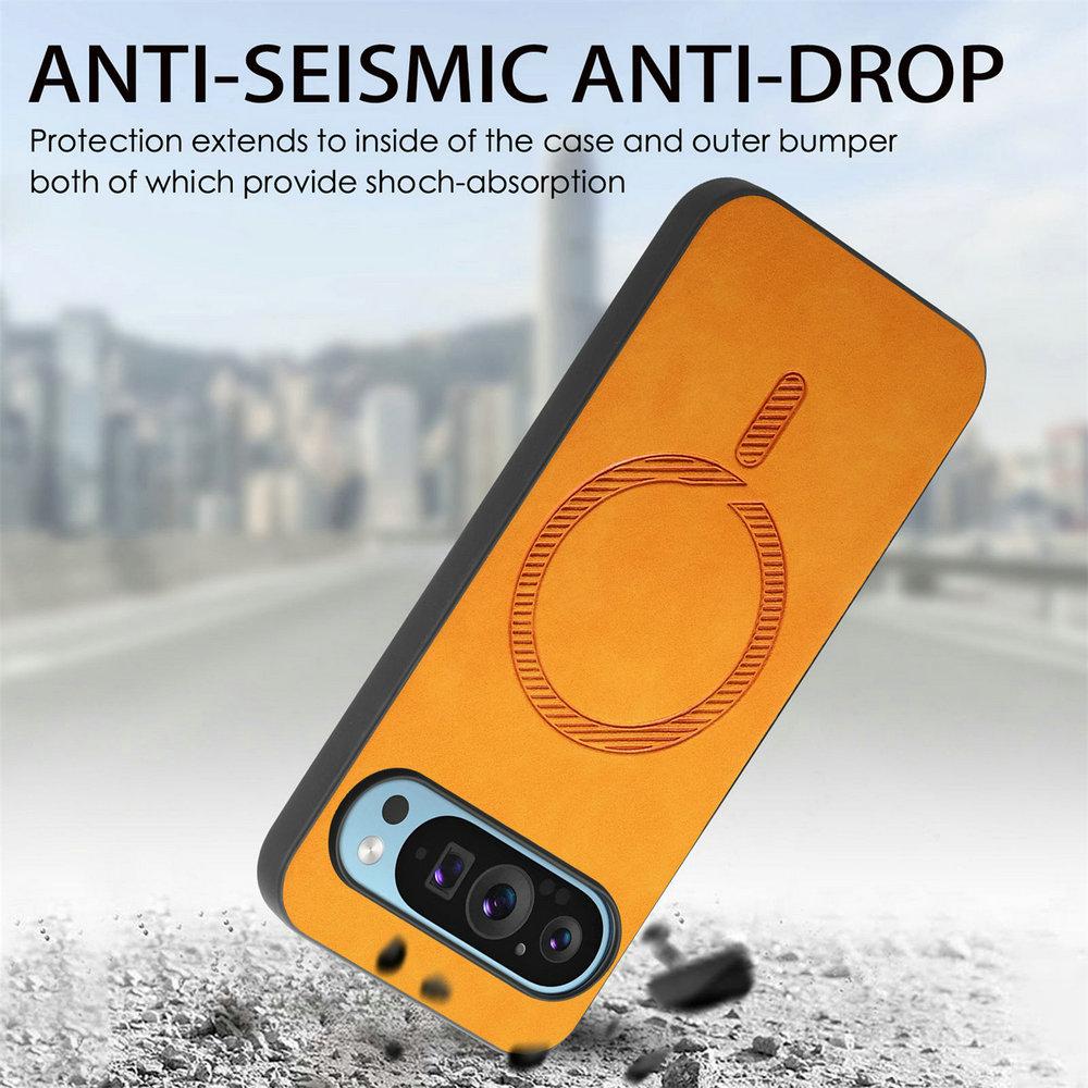 For Google Pixel 9 Pro XL 5G 2024 Magsafe Case Leather Magnet Back Panel Hard Funda Pixel 9 Cover Phone Pixel9 9Pro Shockproof