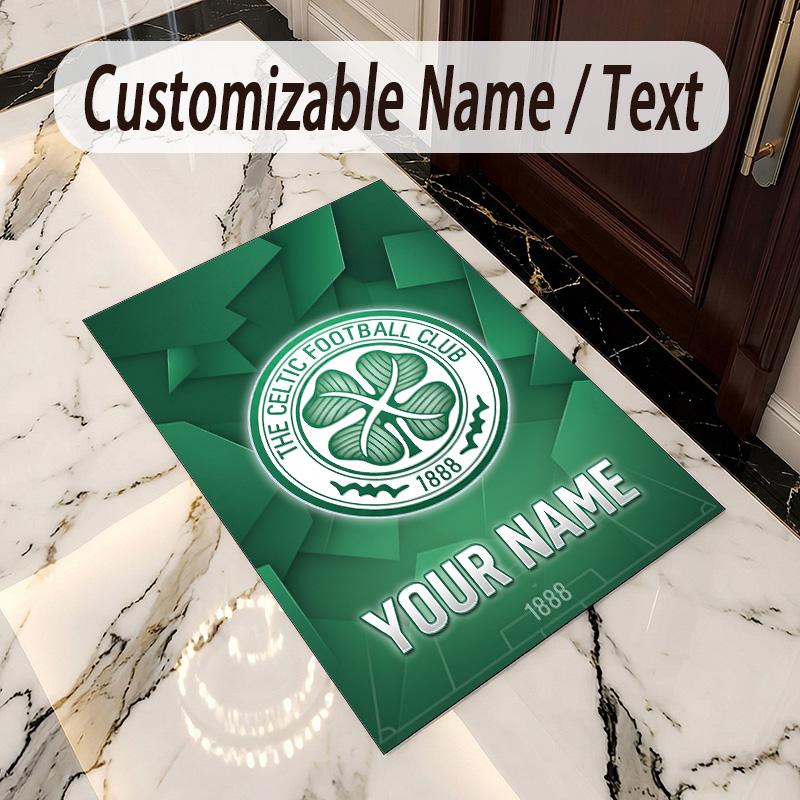 Crystal Velvet Rug Celtic FC Print Custom Name Text Floor Mat Home Decor