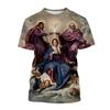 Virgin Mary T Shirt Goddess Of Mercy 3D Print T-Shirt Christian Blessed Jesus God T Shirts Womens Clothing Unisex Short Tops