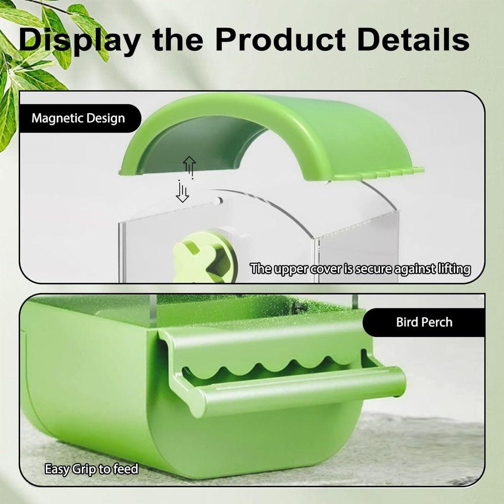 Anti Spill Parrot Automatic Feeder Hanging Birds Food Container Bird Feed Box for Cage  Indoor