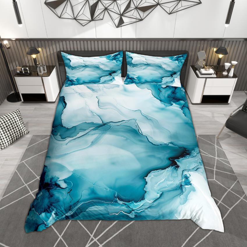 Comforter Homewish Colorful Marble Contemporary Watercolor Bedding Set Abstract Stone Pattern Set