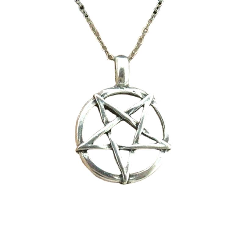 Collar Pentagrama Moda Hombre Mujer Retro Vintage Lucifer Satanás Signo Joyería Accesorios