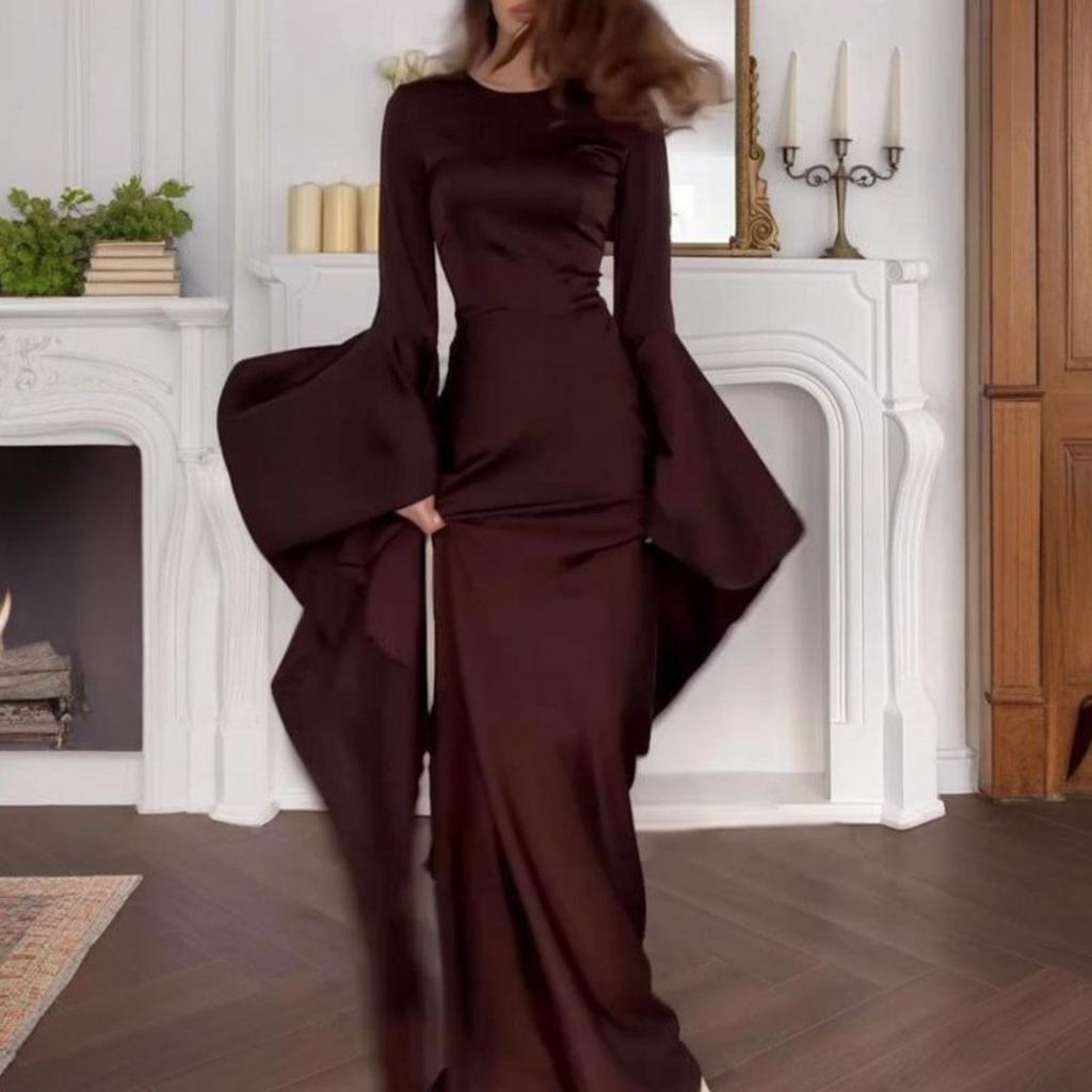 Fall Winter New Women's Flared Sleeves Flowy Skirt Evening Dress for Crossborder Evening Party