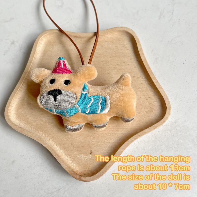

Cute Puppy Name Sticker Keychain Cartoon Stuffed Animal Keyring Anti-Lost Name Tag Bag Pendant Kindergarten School Bag Charm