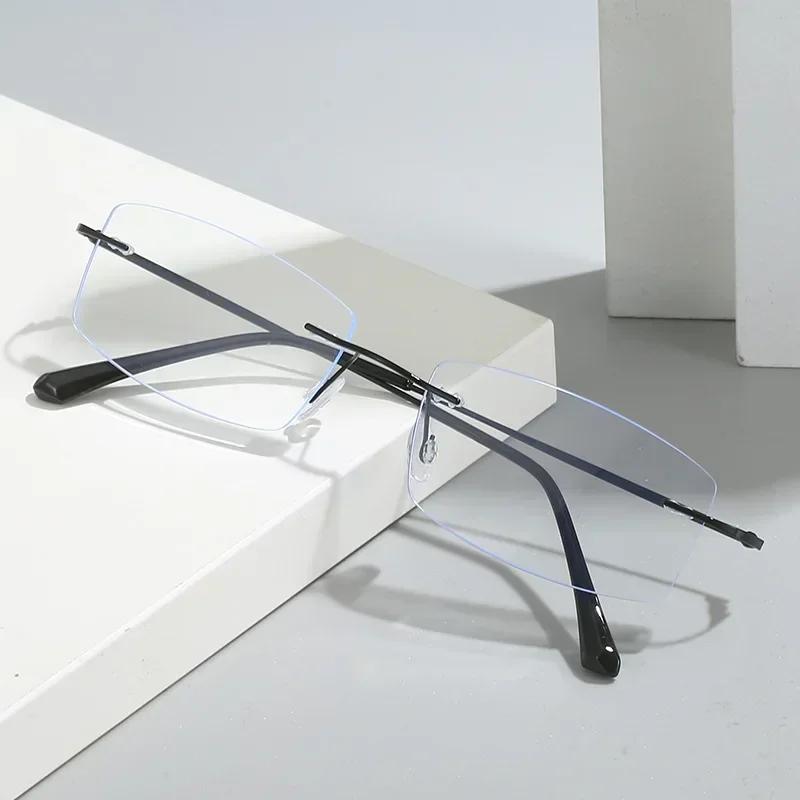 Mode HD-Linse Minus Dioptrien Brille Für Männer Frauen Retro Quadratisch Randlos Kurzsichtigkeitsbrille Fertige Optische Korrektionsbrille