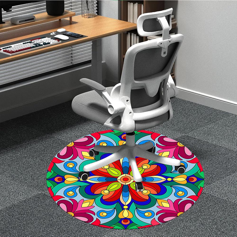 1pc Floral Mandala Pattern Chair Carpet for Office, Soft Comfortable Mat For Office, Living Room, Bedroom, Machine Washable Carpet yy251112165